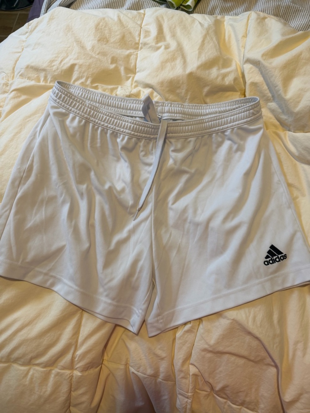 adidas White Men's Athletic Shorts with Black Logo